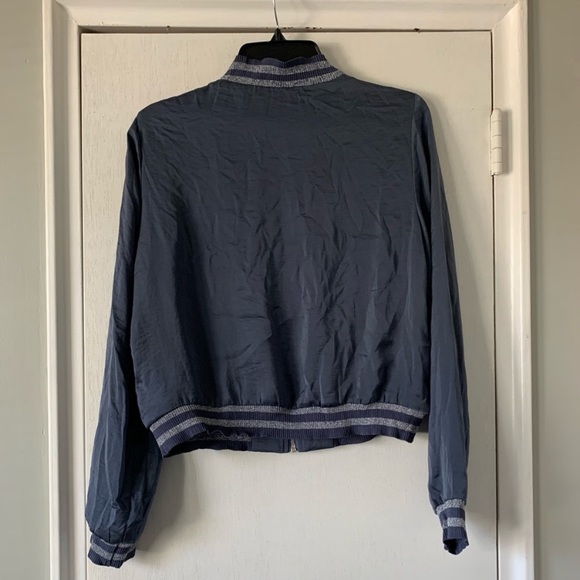 Lucy Paris Satin Bomber Jacket Clara Glitter Striped Medium - Picture 14 of 16